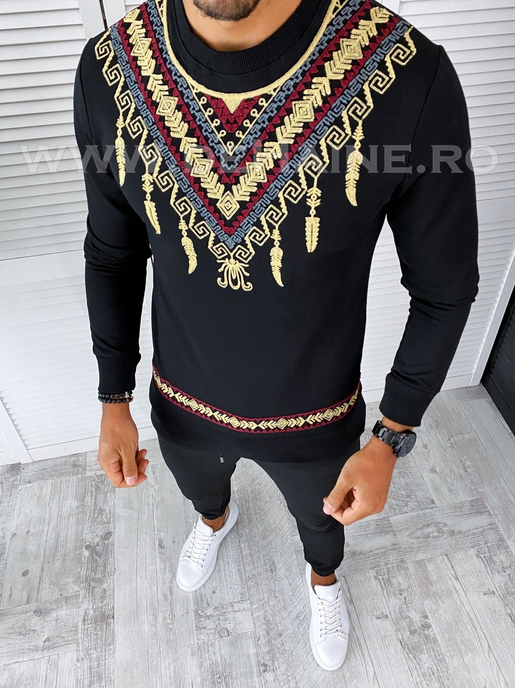 Bluza barbati neagra slim fit 2586 n5-5